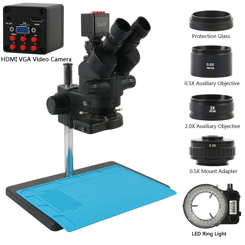 Caméra vidéo 1080P 2K 4K 36MP  - Trinocular Stereo Microscope 7X-45X avis et prix