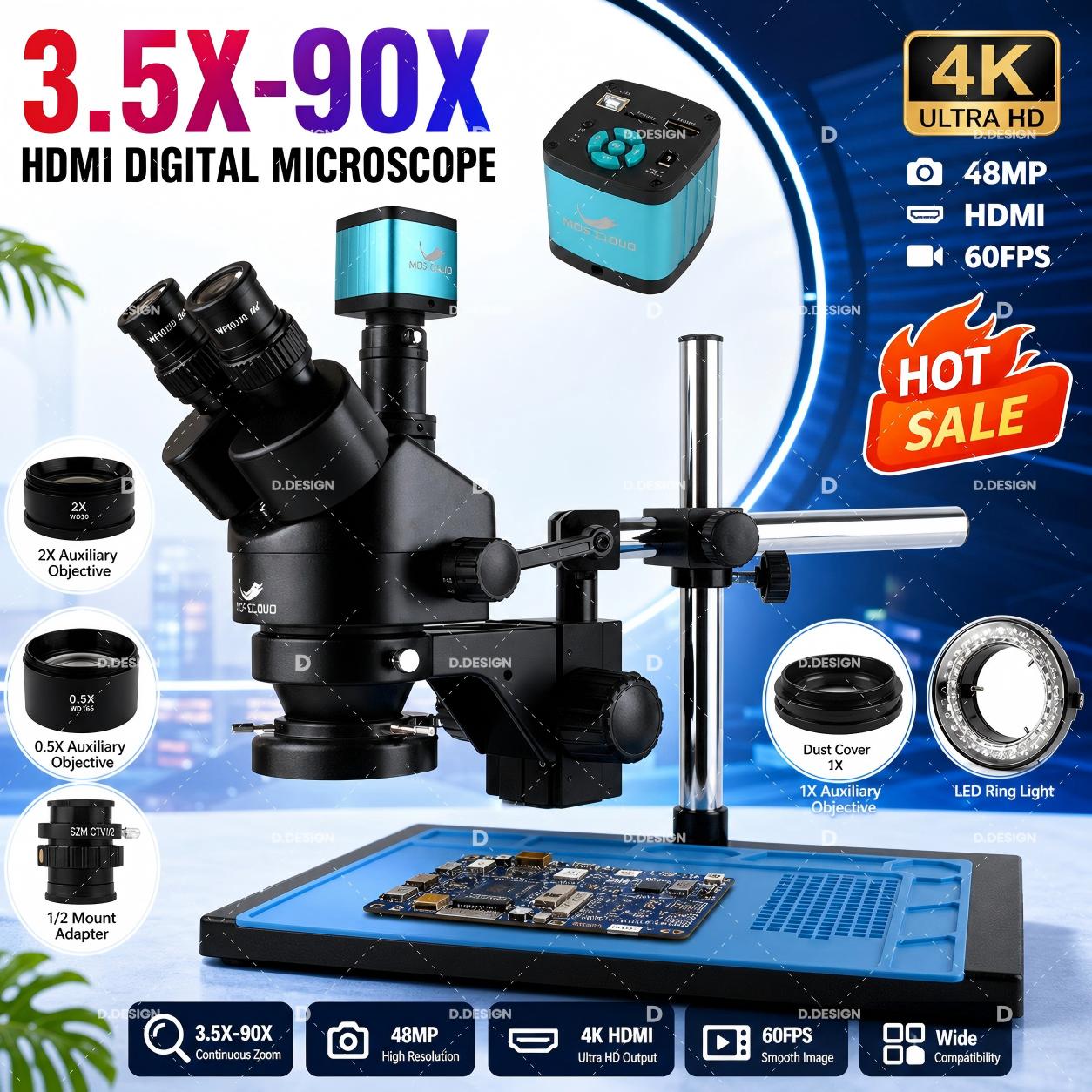 Microscope stéréoscopique trin - Simul-Focal Industrial Microscope 4K Hdmi avis et prix